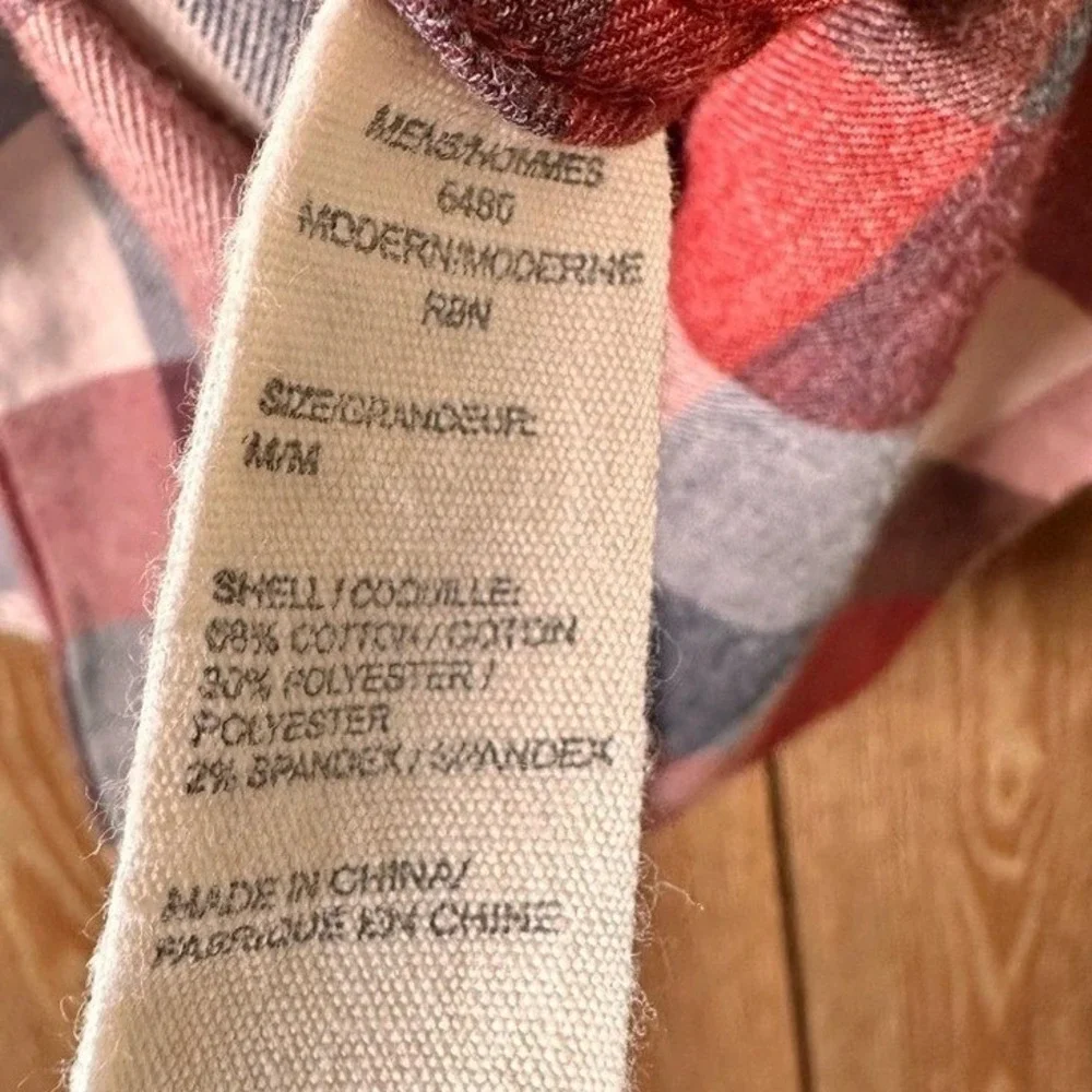 Modern Plaid Utility Outdoor Flannel Woolrich Men's Med Workwear Red Button Down - Picture 4 of 8